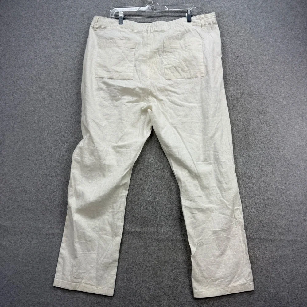 Onia Linen Blend Pants Mens 38x30‎ Cream Button Fly Straight Lounge Resort Beach